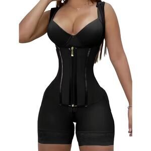Black Faja Girdle Hourglass Butt Lifter Tummy Control Shapewear Bodysuit XS